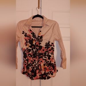 Floral Women's Top - Cream and Pink